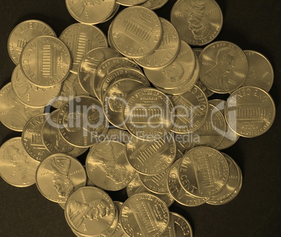 Dollar coins 1 cent wheat penny cent - vintage