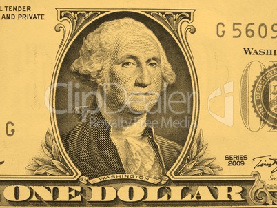 Detail of One Dollar note 1 Dollar - vintage