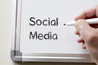 Social media written on whiteboard