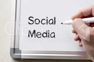Social media written on whiteboard