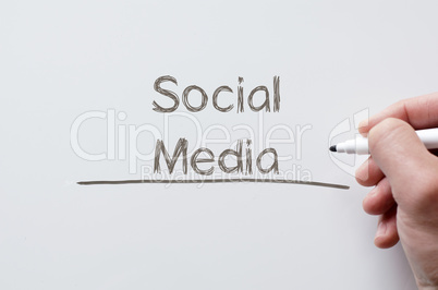 Social media written on whiteboard