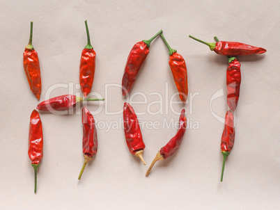 Hot chili pepper vegetables