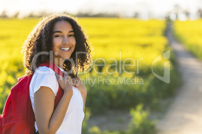 Mixed Race African American Girl Teenager Hiking