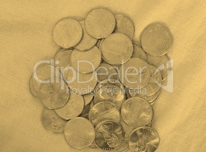 Dollar coins 1 cent wheat penny cent - vintage