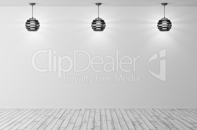 Interior background with three lamps 3d rendering