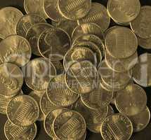 Dollar coins 1 cent wheat penny cent - vintage