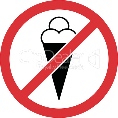 No ice cream, food, eat prohibited symbol. Vector