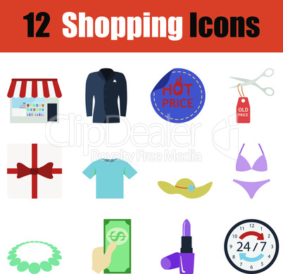 Flat design shopping icon set