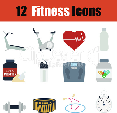 Flat design fitness icon set