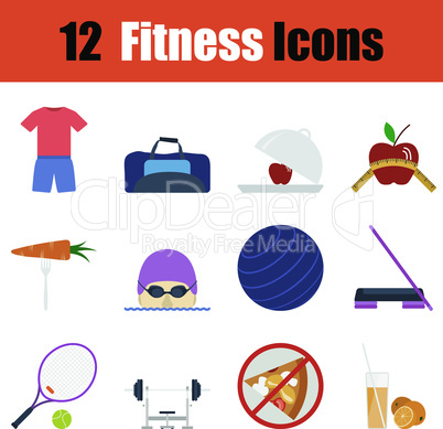 Flat design fitness icon set