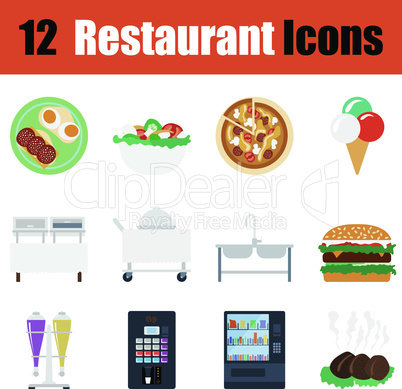 Flat design restaurant icon set