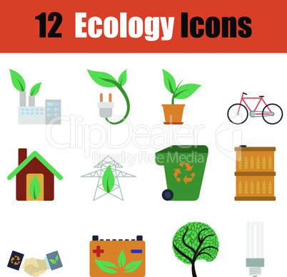 Flat design ecology icon set