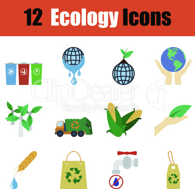 Flat design ecology icon set