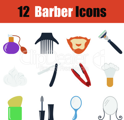 Flat design barber icon set