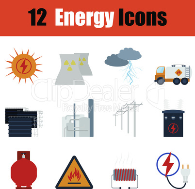 Flat design energy icon set