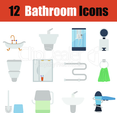 Flat design bathroom icon set