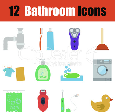 Flat design bathroom icon set