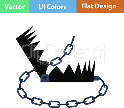 Flat design icon of bear hunting trap