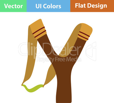Flat design icon of hunting  slingshot