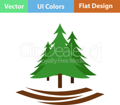 Flat design icon of fir forest