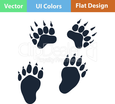 Flat design icon of bear trails
