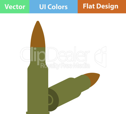 Flat design icon of rifle ammo