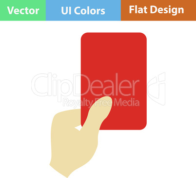 Icon of football referee hand with red card