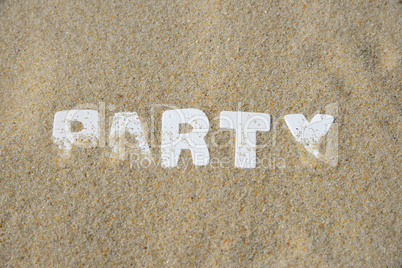 Sommerparty Party Wort Buchstaben Sand Strand