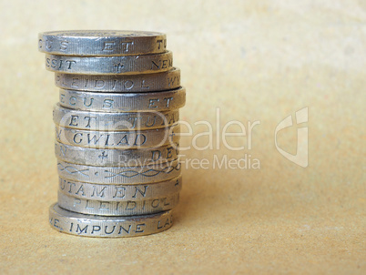 Pound coins pile