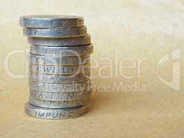 Pound coins pile