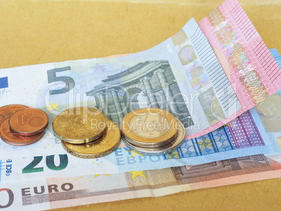 Euro coins and notes