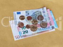 Euro coins and notes