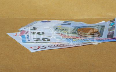 Euro coins and notes