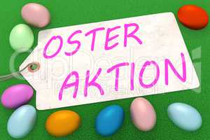Easter eggs with sign and inscription, OSTER AKTION