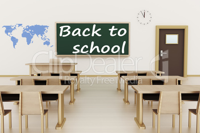 Empty classroom, 3d illustration, Back to school
