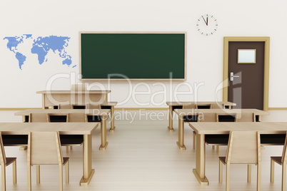 Empty classroom, 3d illustration