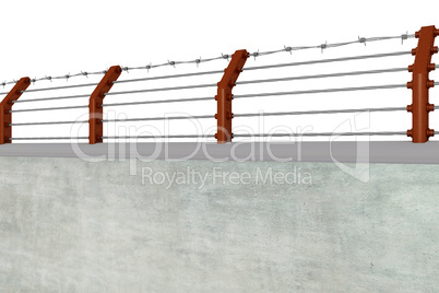 Wall with barbed wire