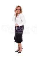Business woman standing smiling..