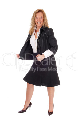 Business woman looking very happy.