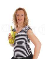 Workout woman with her water bottle.