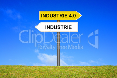 Schild Wegweiser Industrie oder Industrie 4.0