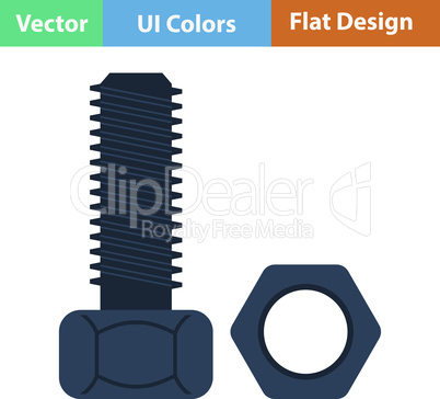 Flat design icon of bolt and nut