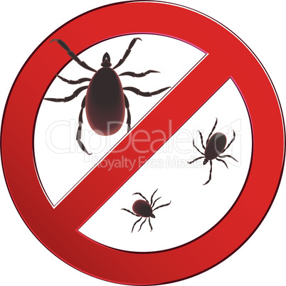 Mite spider. Mite red. Mite allergy. Epidemic. Mite parasites. Vector illustration symbol parasite warning sign.