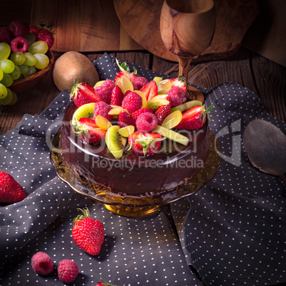 chocolate cheesecake with fruit