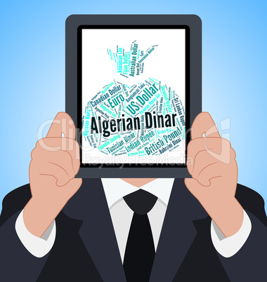 Algerian Dinar Indicates Currency Exchange And Coinage