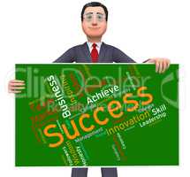 Success Words Represents Text Victor And Progress