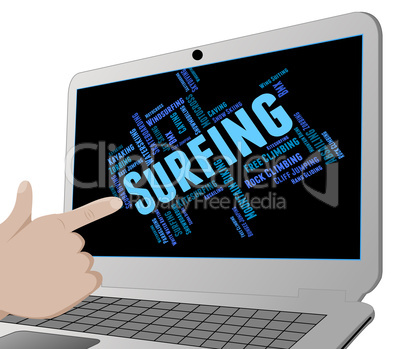 Surfing Word Represents Wordcloud Surfboard And Surfers