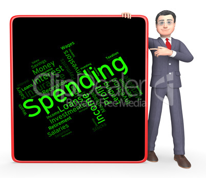 Spending Word Represents Commerce Bought And Purchasing