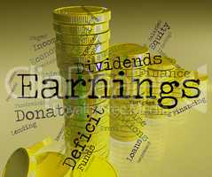 Earnings Word Indicates Dividend Words And Revenue