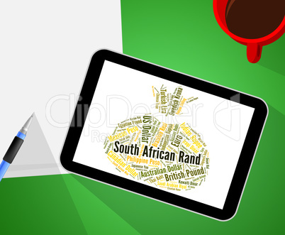 South African Rand Indicates Exchange Rate And Coinage